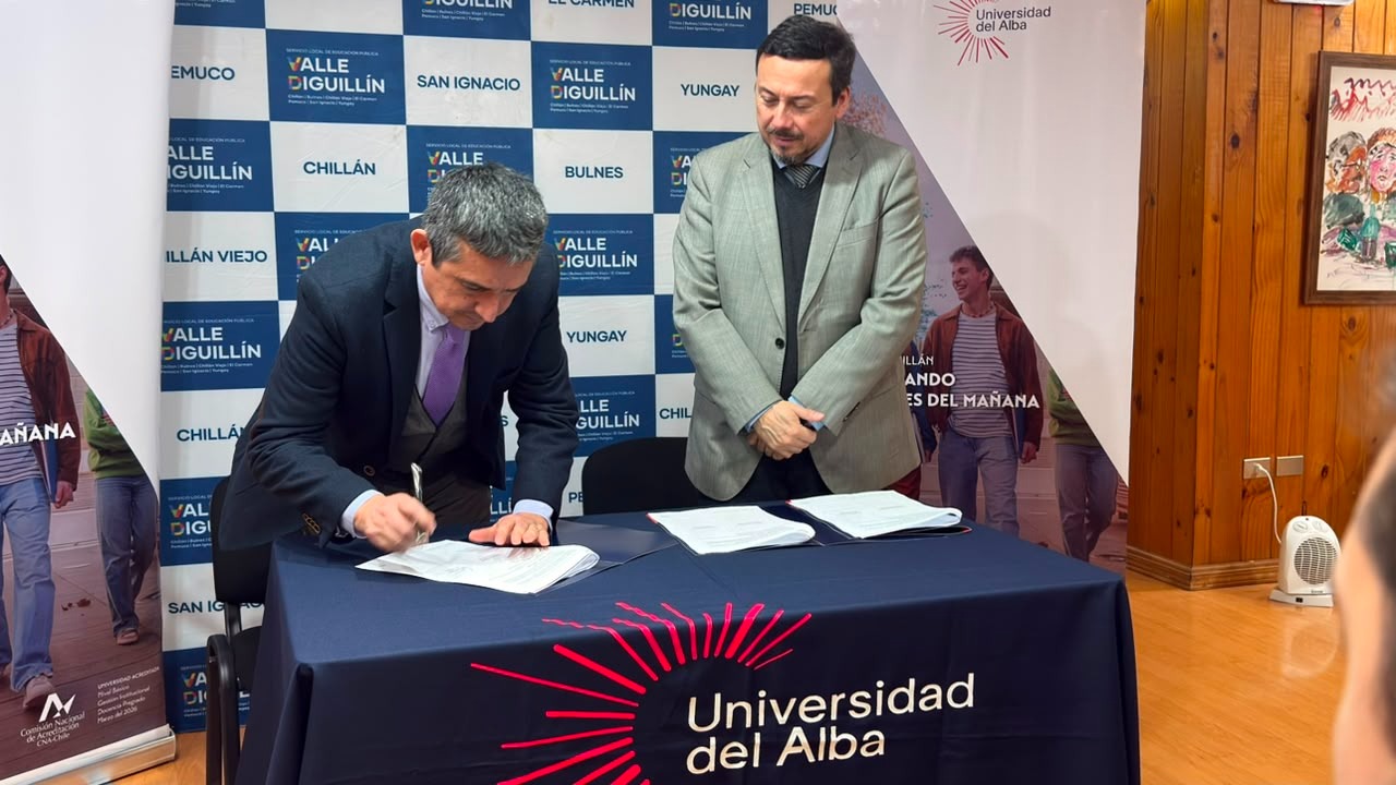 SLEP Valle Diguillín y Universidad del Alba suscriben convenio de colaboración para fortalecer la educación pública