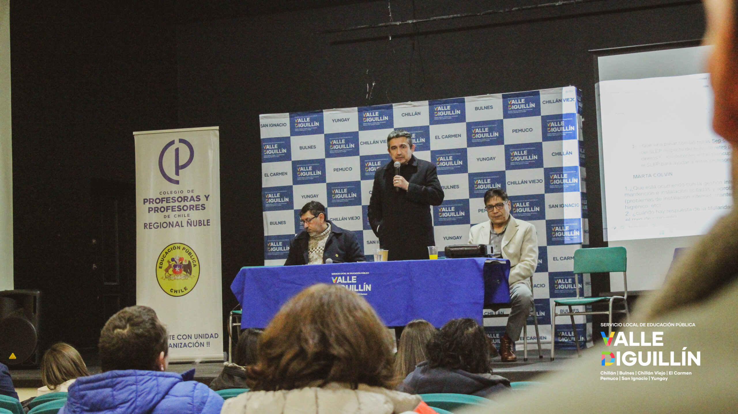 Director Ejecutivo del SLEP Valle Diguillín participó en asamblea del Colegio de Profesores de Chillán